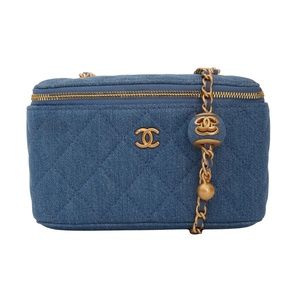 CHANEL BLUE DENIM MINI VANITY CASE CROSSBODY BAG (2021)